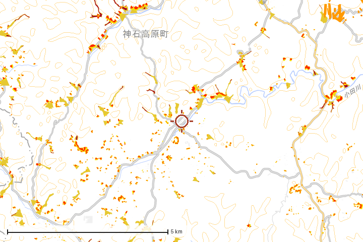 神石高原町周辺のハザード重ね図