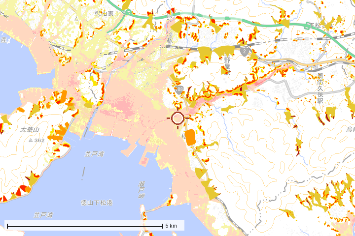 下松市周辺のハザード重ね図