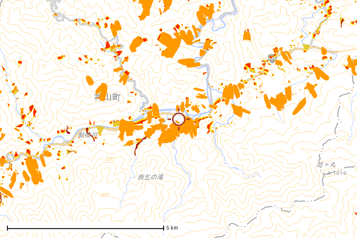 神山町周辺のハザード重ね図