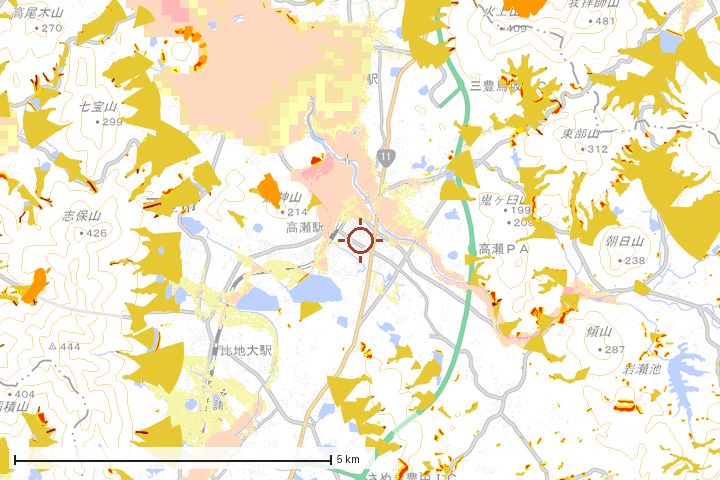 三豊市周辺のハザード重ね図