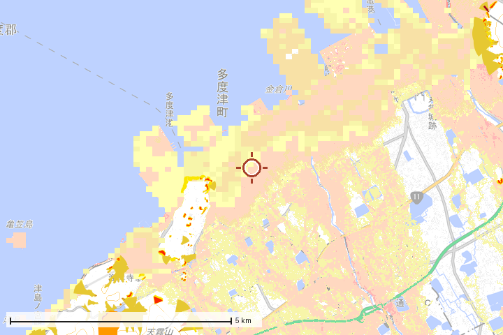 多度津町周辺のハザード重ね図