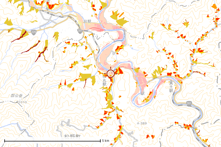 松野町周辺のハザード重ね図