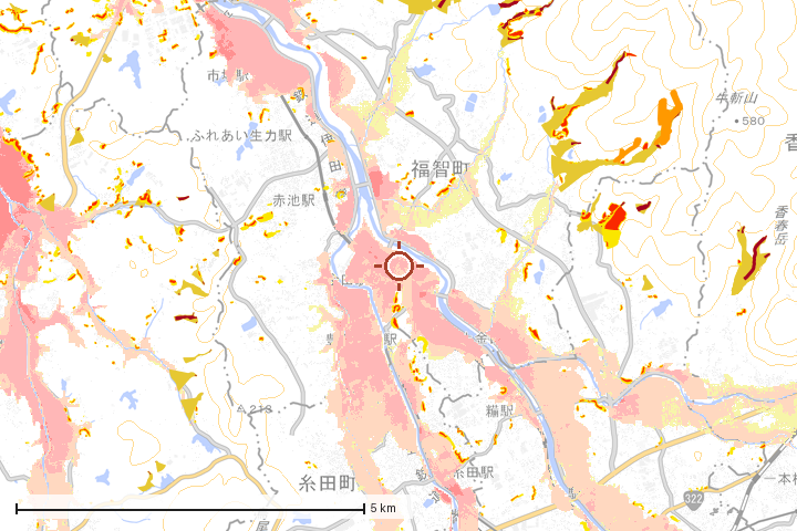 福智町周辺のハザード重ね図