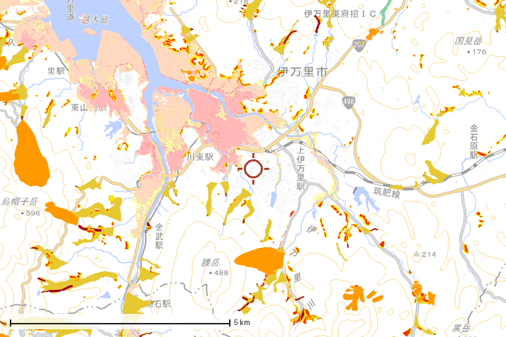 伊万里市周辺のハザード重ね図