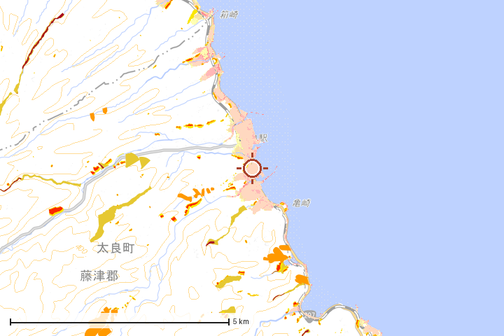 太良町周辺のハザード重ね図