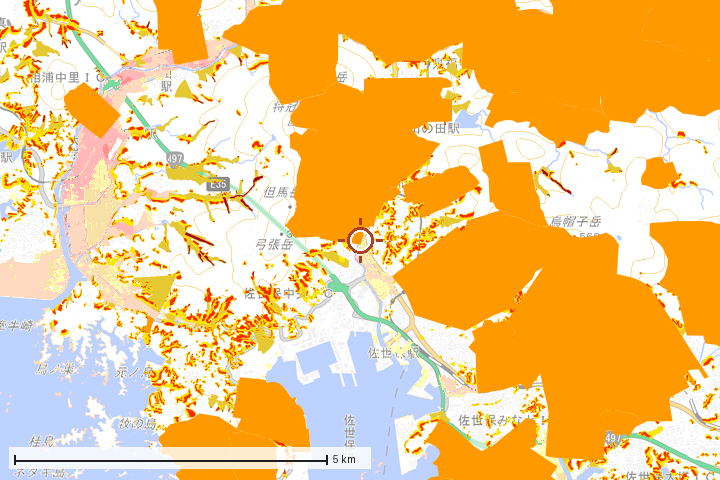 佐世保市周辺のハザード重ね図