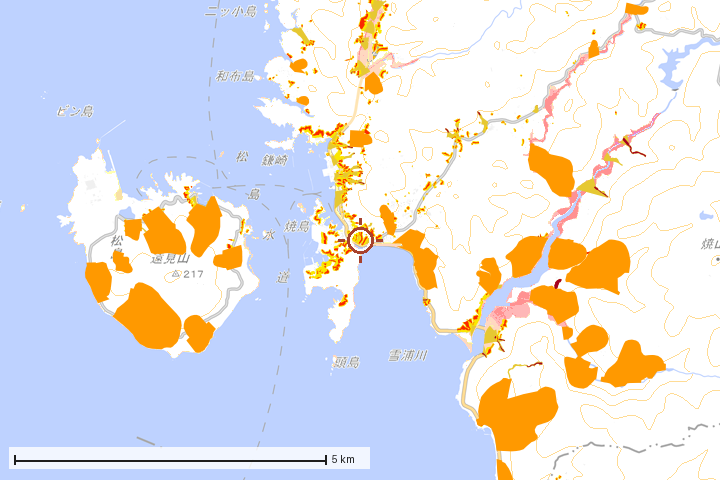 西海市周辺のハザード重ね図