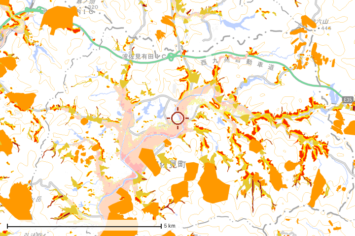 波佐見町周辺のハザード重ね図
