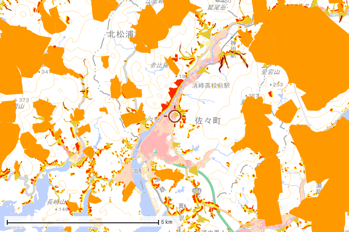 佐々町周辺のハザード重ね図