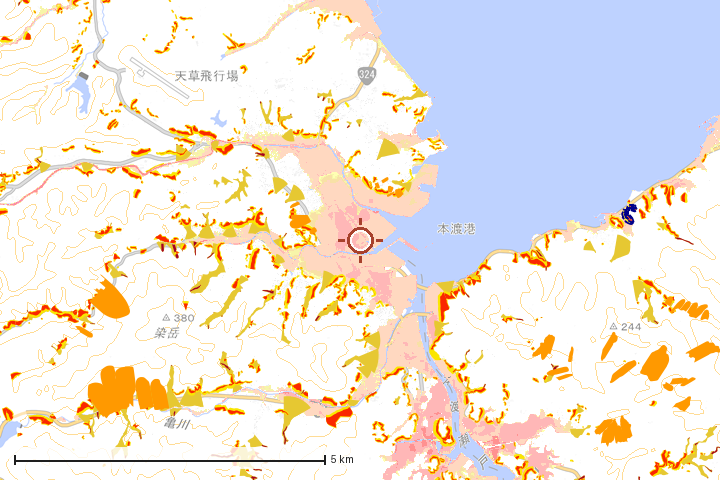 天草市周辺のハザード重ね図