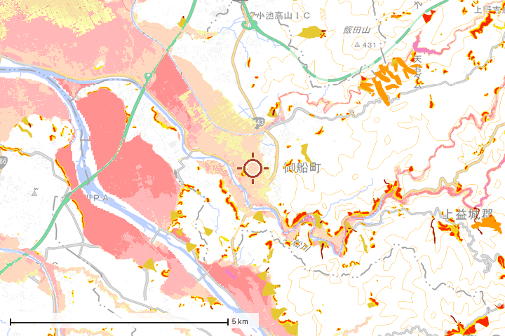 御船町周辺のハザード重ね図