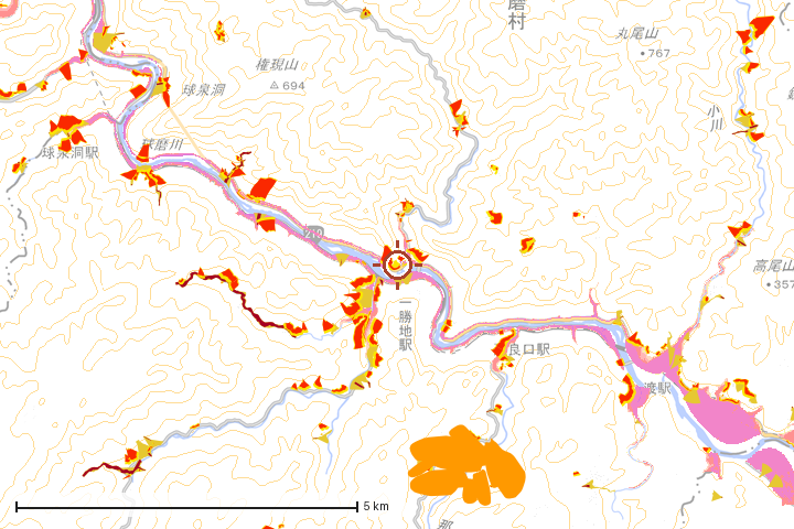 球磨村周辺のハザード重ね図