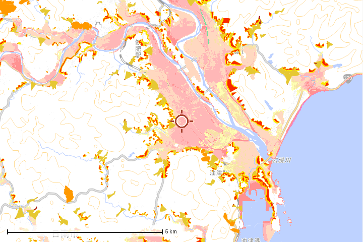 日南市周辺のハザード重ね図