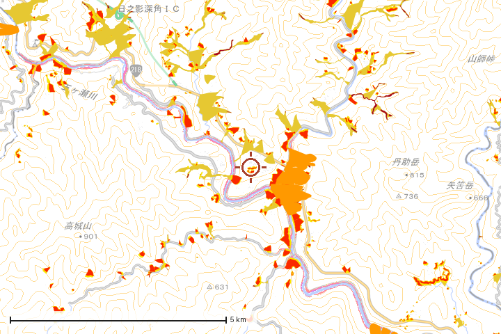 日之影町周辺のハザード重ね図
