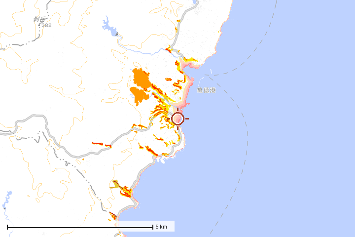 徳之島町周辺のハザード重ね図