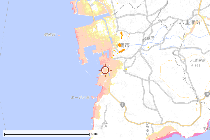 糸満市周辺のハザード重ね図