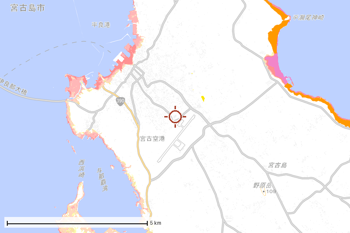 宮古島市周辺のハザード重ね図